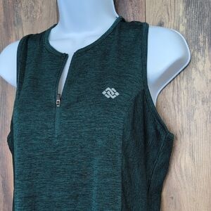 MOFIZ Green Sleeveless 1/4 Zip Tank Top with White Logo M